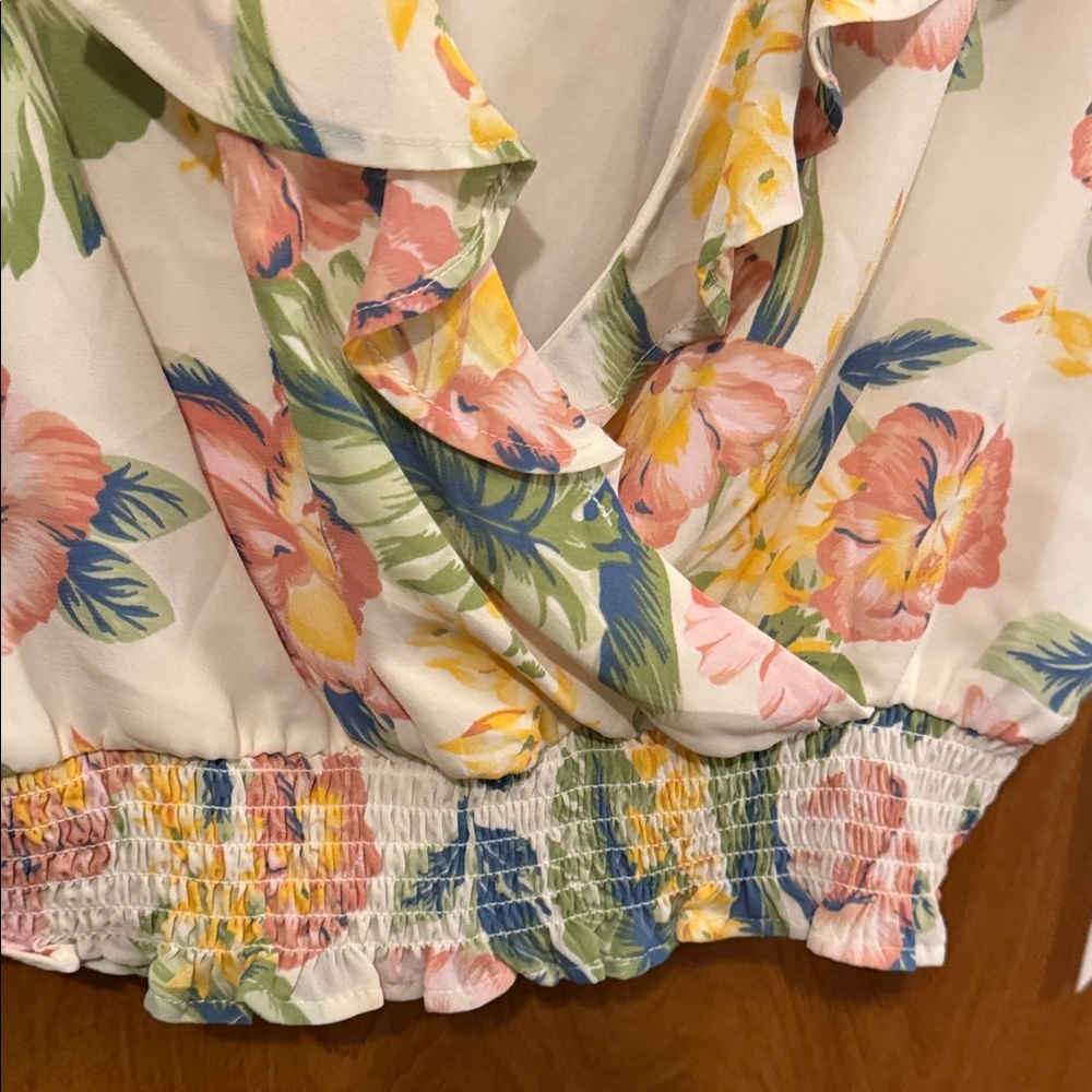 Floral Ruffle Neckline Top - Picture 4 of 5